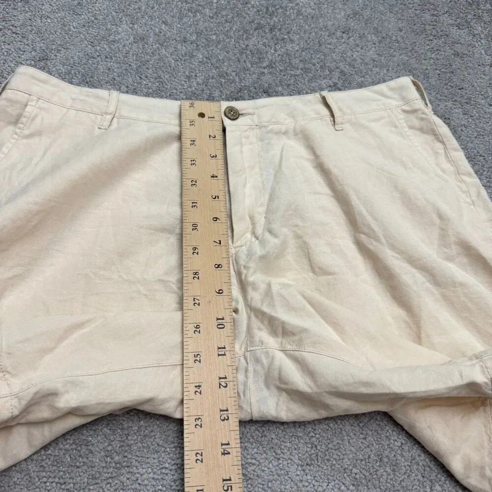 Faherty Linen Blend Chino Shorts Mens 34 Beige Flat Front Casual Summer Classic